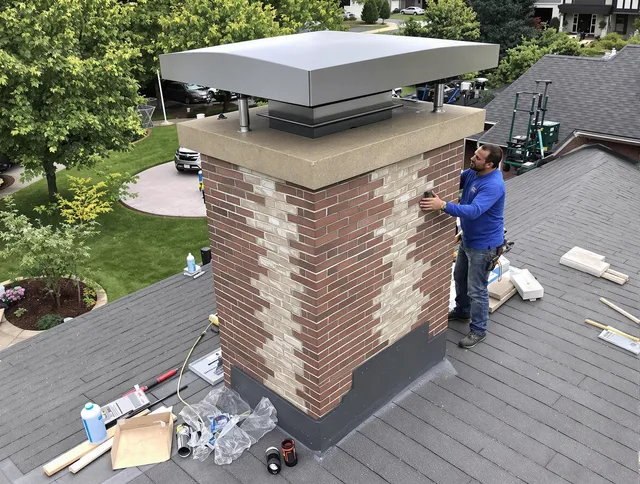 Portsmouth Chimney Sweep team working on a custom chimney remodel in Portsmouth, RI
