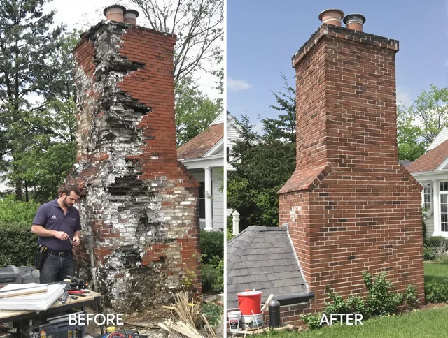 Portsmouth Chimney Sweep performing a full chimney restoration in Portsmouth, RI