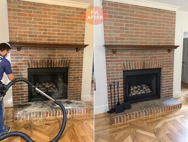 Portsmouth Chimney Sweep carefully sanitizing a fireplace in Portsmouth, RI
