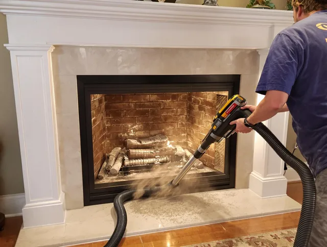 Fireplace cleaning performed by Portsmouth Chimney Sweep in Portsmouth, RI