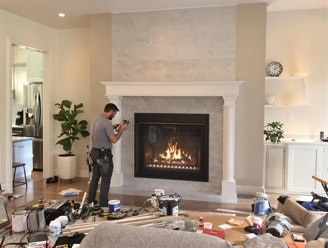 Newly installed fireplace by Portsmouth Chimney Sweep in Portsmouth, RI